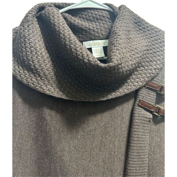 Women's Ellen Tracey Brown Merino Wool Blend Cowl Neck Sweater Size Medium - Picture 3 of 7